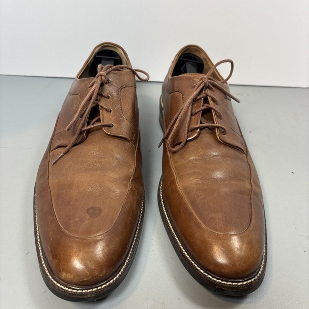 Cole Haan Grand.OS Derby Shoes Mens Tan‎ Brown Leather Apron Toe sz 11